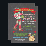 Chalkboard Christmas Pancakes & Pyjamas Party Invitation<br><div class="desc">Chalkboard Christmas Pancakes & Pyjamas Party Invitations Super cute for the Holidays, this Christmas party is for adults or kids that have a pajama theme. Features Santa pj's and reindeer slippers, fun fonts and banners all on a chalkboard background. Great for a brunch, birthday party or even an evening breakfast!...</div>