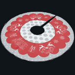 Chalkboard Christmas Polka Dots Tree skirt<br><div class="desc">Stylish chalkboard Christmas Tree skirt with reindeer and snowflakes. Red scalloped background on inner area and polka dot border in  grey and white..</div>