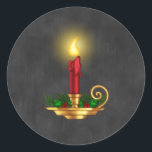 Chalkboard Christmas Sticker with Gold Lit Candle<br><div class="desc">Chalkboard Christmas Sticker with Gold Lit Candle</div>