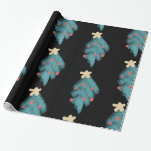 Chalkboard Christmas Tree Doodles Wrapping Paper