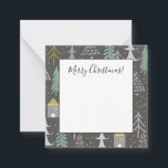 Chalkboard Christmas Trees and Houses Pink Yellow Card<br><div class="desc">Add this inside your gift wrap for a personal touch this Christmas.</div>