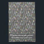 Chalkboard Christmas Trees and Houses Pink Yellow Tea Towel<br><div class="desc">Perfect low-cost gift for a friend or co-worker,  this kitchen towel can easily be personalised for any gift recipient. Great idea for gift exchanges or a hostess gift,  or for a housewarming party.</div>