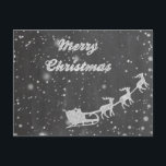 Chalkboard Christmas | Vintage Santa Claus Sleigh Holiday Postcard<br><div class="desc">Clean and Simple Christmas card featuring a Santa Claus in his sleigh with his flying reindeer. Available as a flat card and postcard. Wish you all a Merry Christmas and Happy New Year!</div>