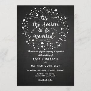 Chalkboard Christmas   Winter Wedding Handwritten Invitation