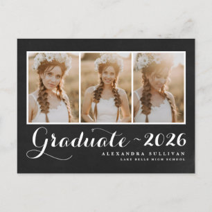 Chalkboard Class of 2025 Photo Collage Graduation Invitation Postcard