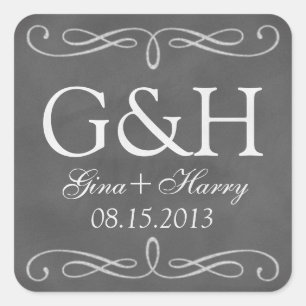 Chalkboard classic swirl 2 monogram favour seal