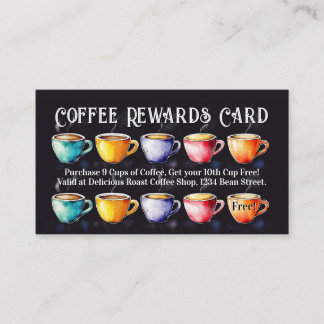 Chalkboard Coffee Shop Rewards Loyalty Punch Card