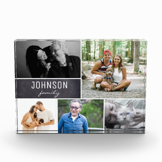 Chalkboard Collage Name and Family Photos (Front)