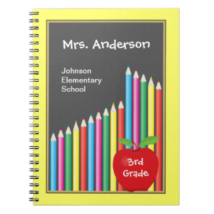 Chalkboard & Coloured Pencils Teacher Notebook