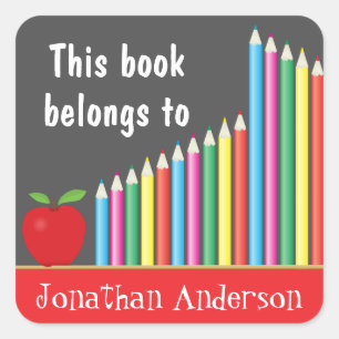Chalkboard & Coloured Pencils, This book belongs t Square Sticker