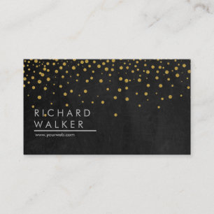 Chalkboard Confetti Gold Dots Professional Elegant Business Card