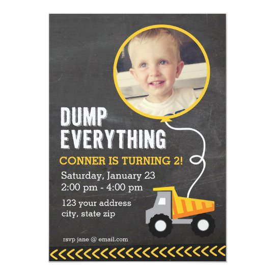 Chalkboard Construction Party Invitation