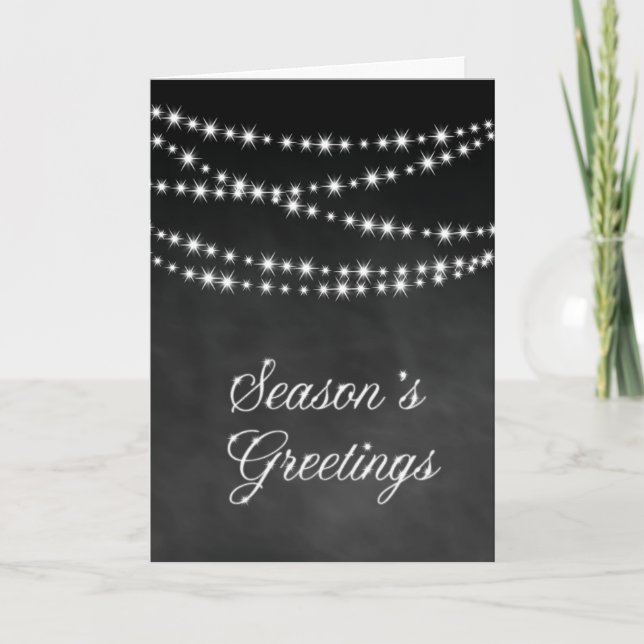 Chalkboard Corporate Holiday Card - Twinkle Lights (Front)