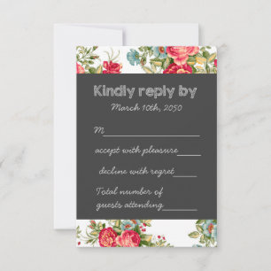Chalkboard Country Chintz Wedding RSVP Card