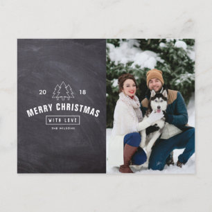 Chalkboard Couple Dog Christmas Holiday Photo Card