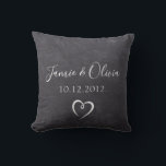 Chalkboard Couple names Wedding date Cushion<br><div class="desc">Chalkboard Couple names wedding date custom Throw Pillow</div>