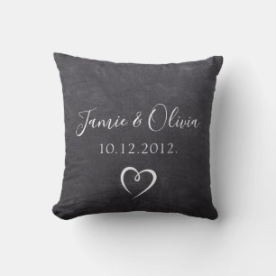 Chalkboard Couple names Wedding date Cushion