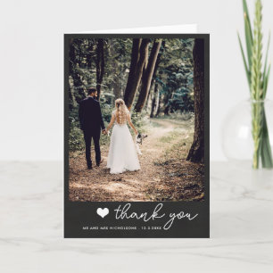 Chalkboard Couple Wedding Photo Thank You   Script Card