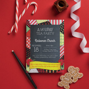 Chalkboard Crazy Quilt Holiday Party Invitation