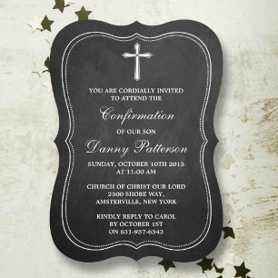 Chalkboard Cross Holy Communion Or Confirmation Invitation