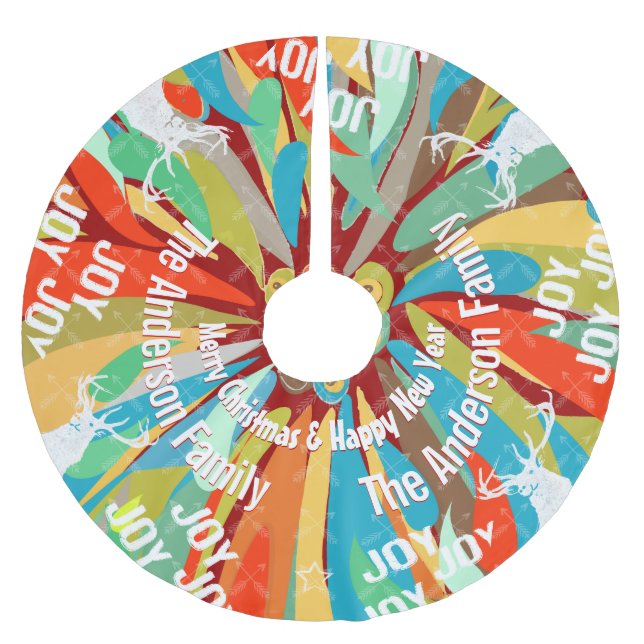 Chalkboard Crossed Arrow Deer Christmas Brushed Polyester Tree Skirt (Front)