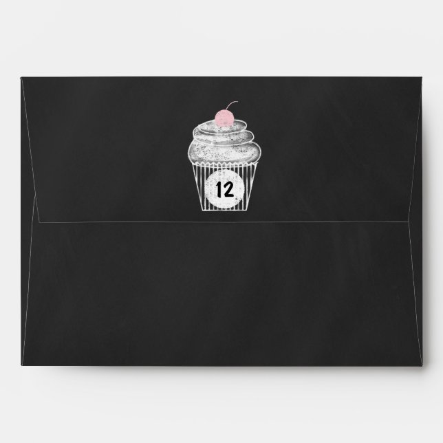 Chalkboard Cupcake Birthday Invitation Envelope (Back (Top Flap))