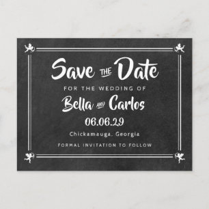 Chalkboard Cupids Save the Date Postcard