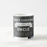 Chalkboard Custom Photo Best Uncle Christmas Mug<br><div class="desc">Customisable photo collage template merry christmas world's best uncle mug in rustic country chalkboard pattern with vintage details and hand lettered style text. A great personalised photo gift for uncles.</div>