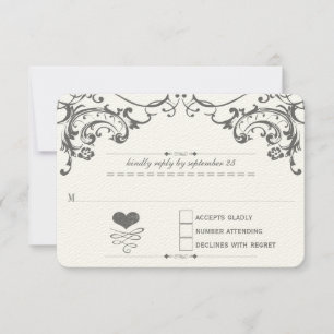 Chalkboard Cute Heart Initials Typography RSVP Card