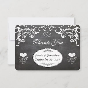 Chalkboard Cute Heart Initials Typography RSVP Card
