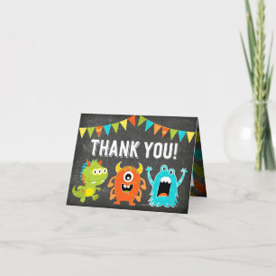 Chalkboard Cute Little Monsters Thank You Card