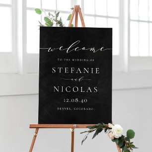 Chalkboard Dainty Script Wedding Welcome Sign