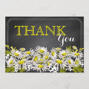 Chalkboard Daisies Rustic Modern Thank You Card
