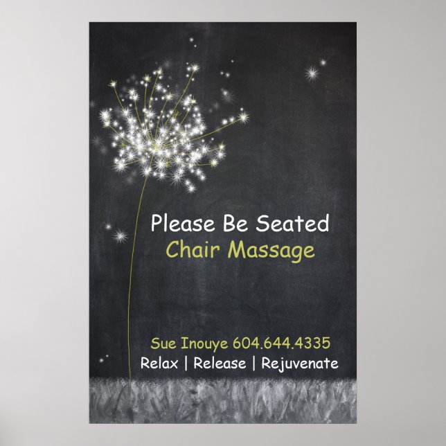 Chalkboard Dandelion Customisable Business Poster (Front)