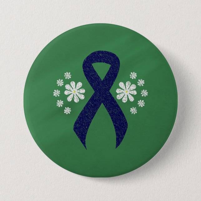 Chalkboard Dark Blue Ribbon 7.5 Cm Round Badge (Front)