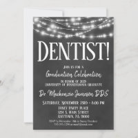 Chalkboard Dentist Graduation Party Invitation