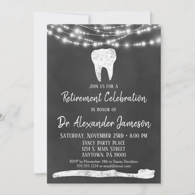 Chalkboard Dentist Retirement Invitation Dental (Front)