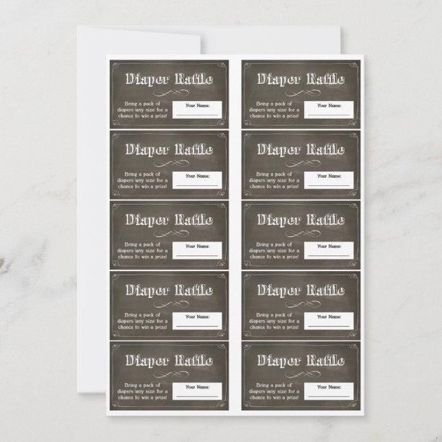 Chalkboard Diaper Raffle Tickets Invitation (Front)