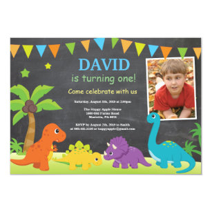 Chalkboard Dinosaur Birthday Invitation Dino Party