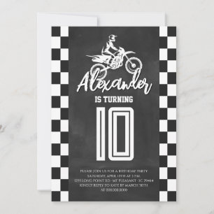 Chalkboard Dirt Bike Birthday Party Invitation