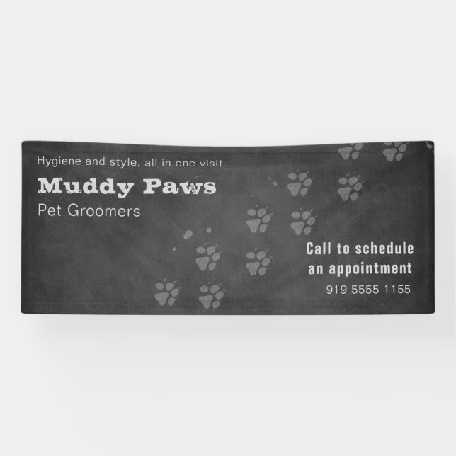 Chalkboard Dog Grooming Services Banner (Horizontal)