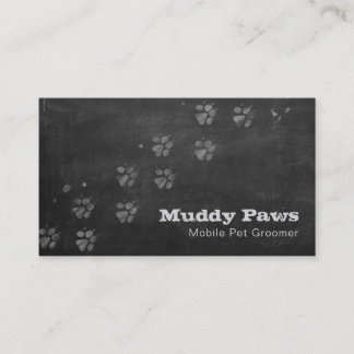 Chalkboard Dog Grooming Services Business Card