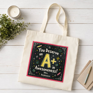 Chalkboard Doodle Tote Bag - A+ in Awesomeness!