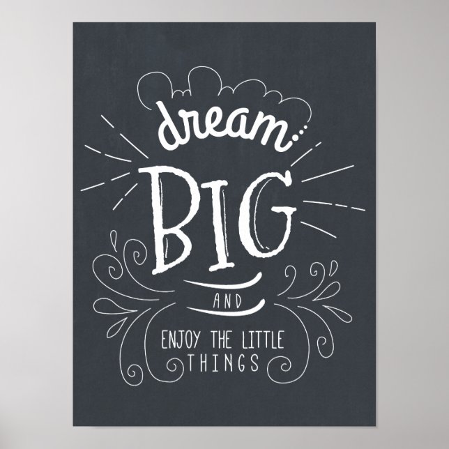 Chalkboard Dream Big Quote Art Print (Front)
