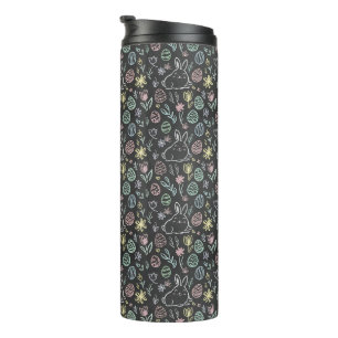 Chalkboard Easter Bunny Doodle Pattern Thermal Tumbler