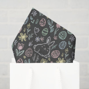 Chalkboard Easter Bunny Doodle Pattern Wrapping  Tissue Paper