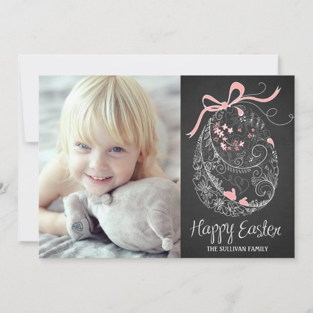 Chalkboard Easter Egg | Happy Easter Photo Card (Front)
