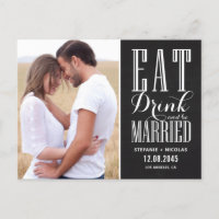 Chalkboard Eat, Drink and Be Married Save the Date