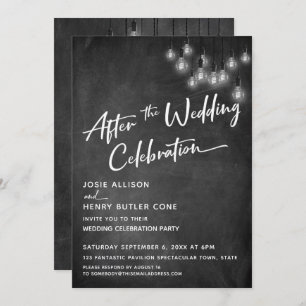 Chalkboard Edison Lights After Wedding Celebration Invitation