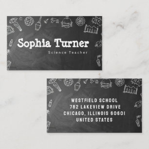 Chalkboard Elementary School Teacher Classroom Business Card